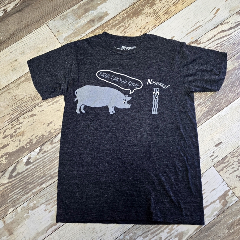 Savvy Bacon, I am Your Father Graphic Gray T-Shirt Size Small